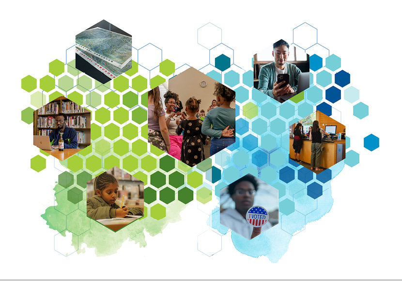 Strategic Plan highlights shown in hexagonal images