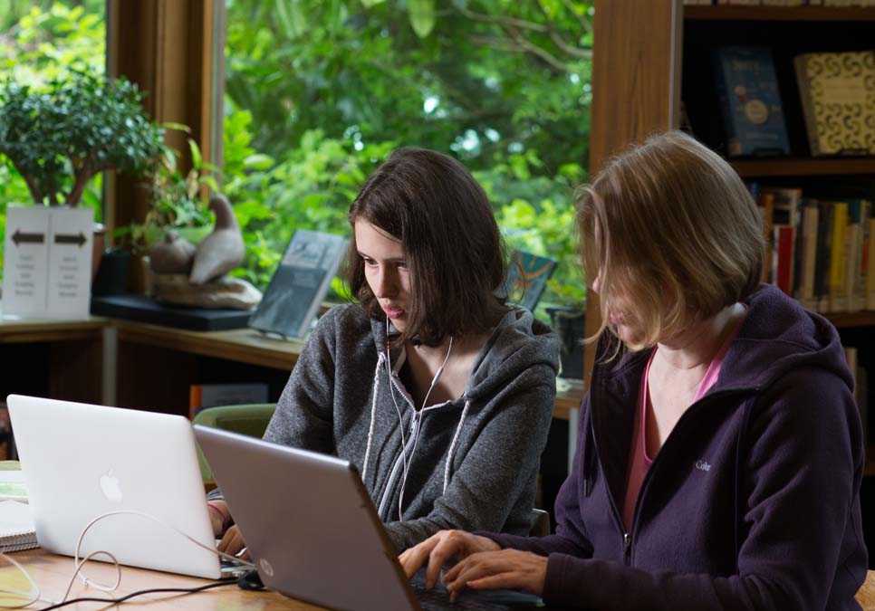 Library patrons using laptops at the Magnolia Branch