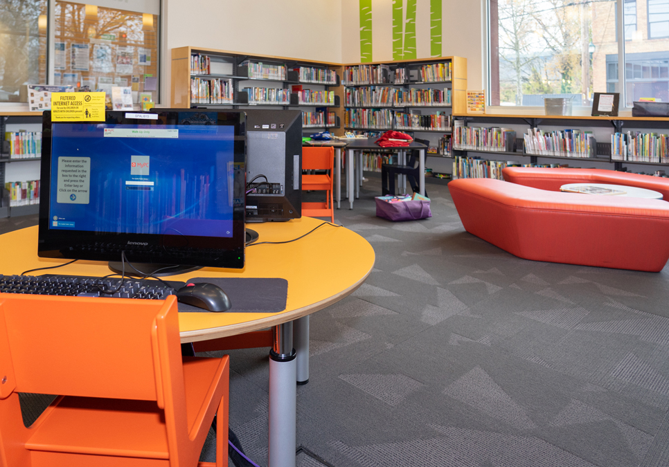 Children's computer area at the South Park Branch