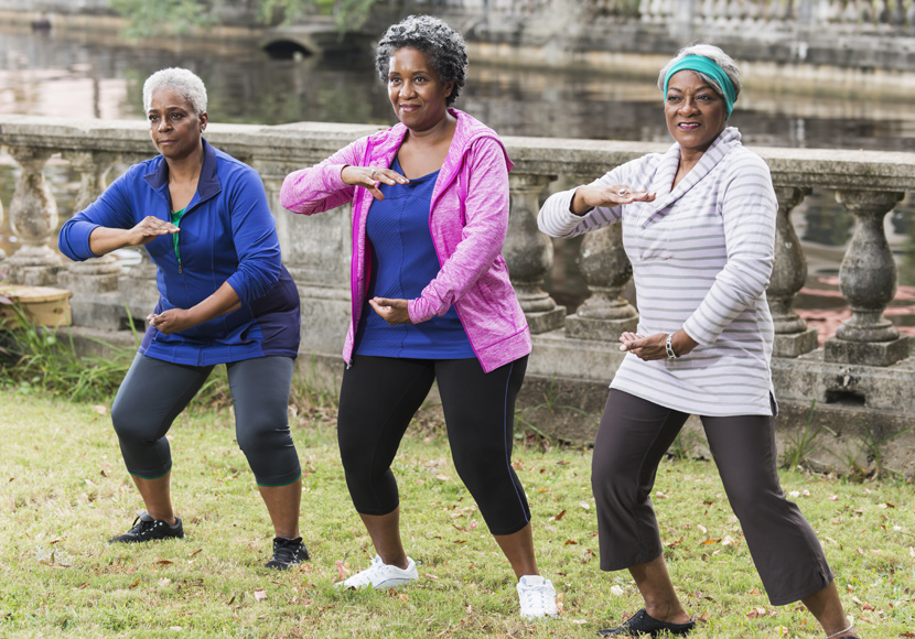 Women doing Tai Chi in the park