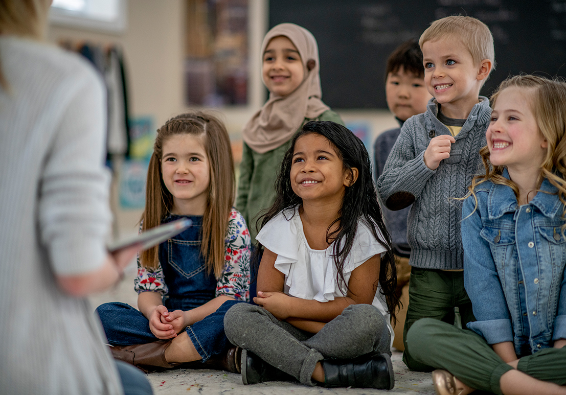 librarian reading story to children