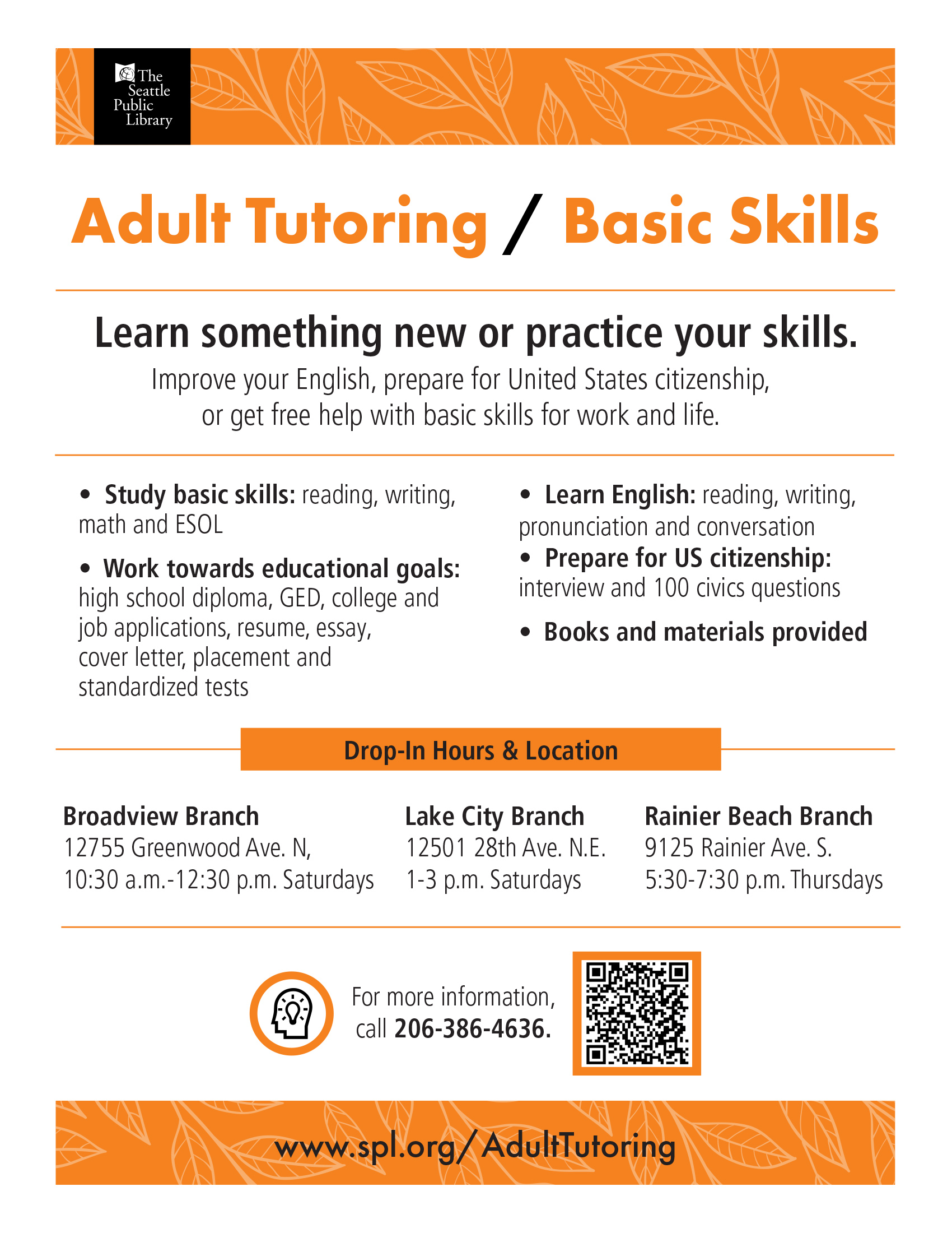 English Adult Skills Flyer