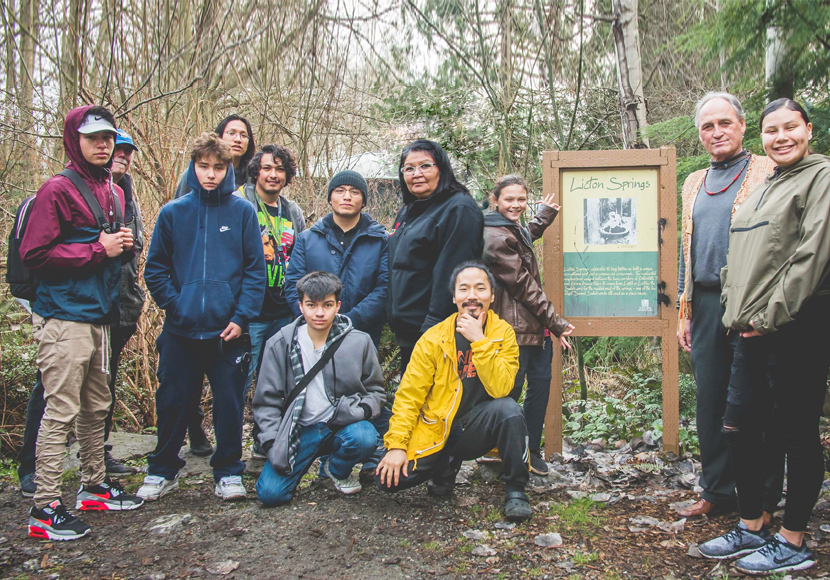 Clear Sky Native Youth Council leaders with Chief Seattle’s great grandson Ken Workman. Clear Sky interviewed Ken and other elders to raise awareness about Saving Licton Spring.