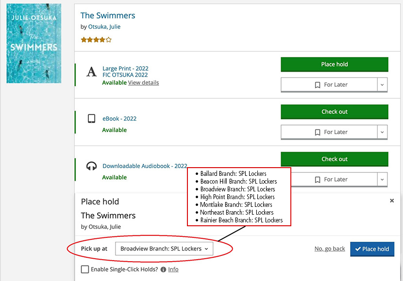 Screenshot showing the locker selection drop-down element.